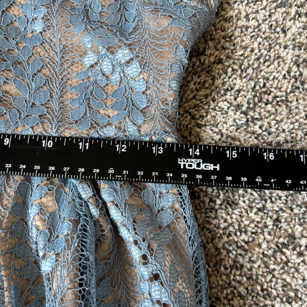 Lulu's Dusty Blue Sleeveless Lace Maxi Dress Eliana Lace V Neck Gown - Picture 11 of 15